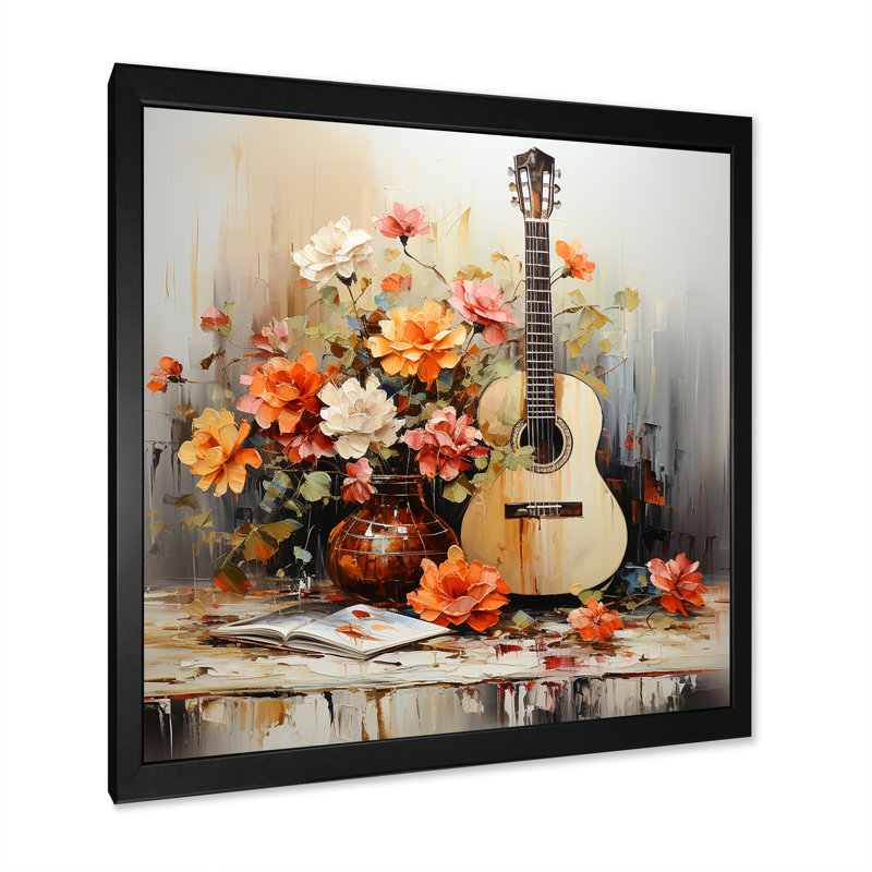 Country Music Melody 2 - musique, art mural, Cadre photo noir, H 16 po x l 16 po x P 1 po