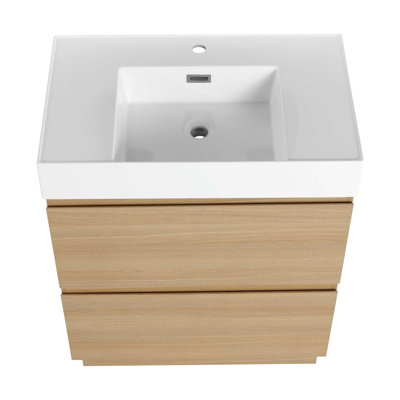 Meuble-lavabo moderne avec lavabo simple encastré et 2 tiroirs