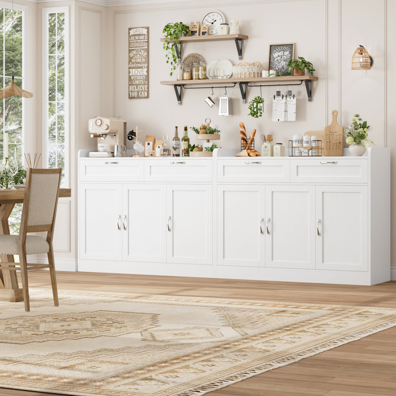 Breege 47.2"W Modern Sideboard Buffet Cabinet with Adjustable Shelf, Wood Storage Cabinet For Kitchen, Dining Room, Living Room, White