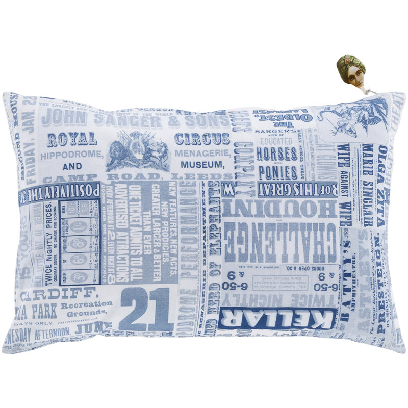 Cotton Throw Pillow, 20" H x 20" W x 4" D, Cobalt/Slate/Sky Blue/Ivory