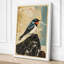 Red-Faced Bird on Wood Japandi - Wrapped Canvas-1018832222-1018832220