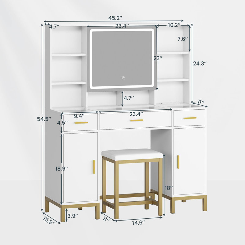 Ensemble de coiffeuse Mercer41, 45.2‘‘