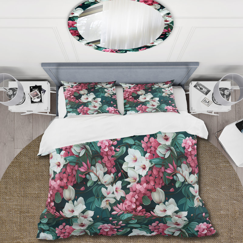 Exotic Vines Tropical Pattern - Ensemble de housse de couette tropical, Housse de couette simple + 1 taie décorative stan