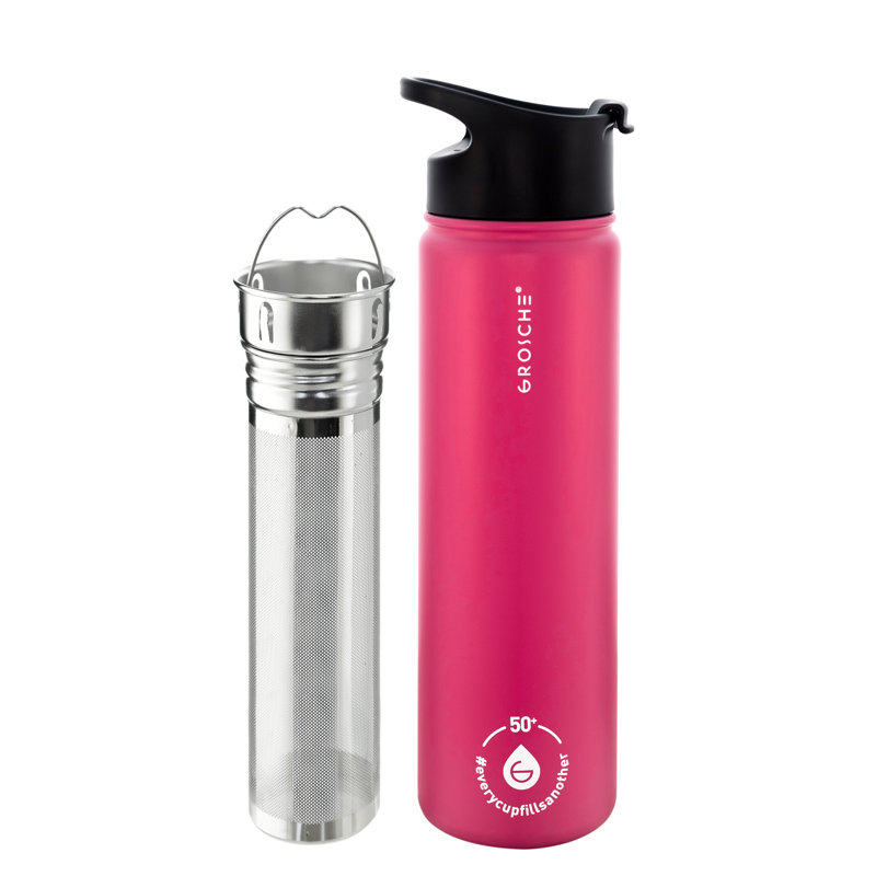 Bouteille d'eau GROSCHE Chicago Steel Infusion, 22 oz., Fuchsia