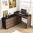 Carmavy Extendable Vanity Makeup Table Home Office Desk with Flip-Top Makeup Mirror and 6 Storage Drawers