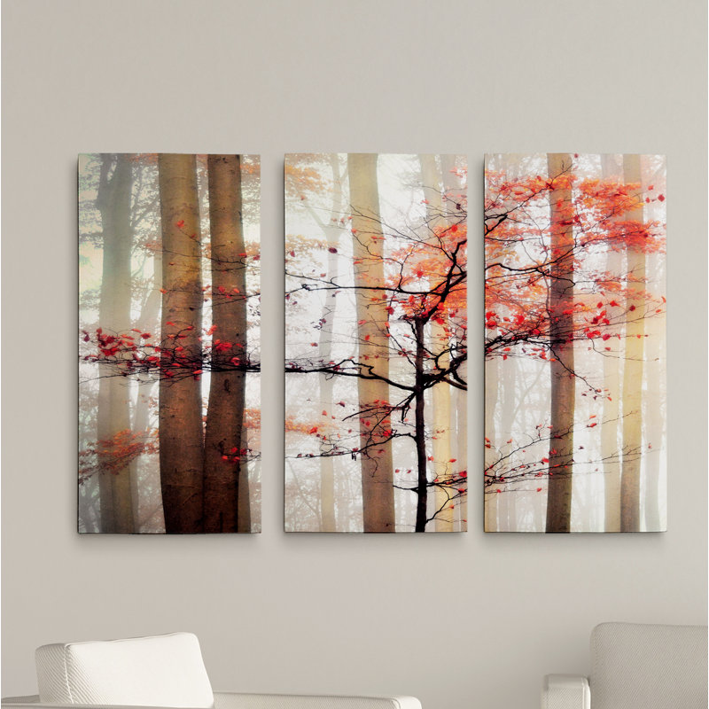 Orange Awakening - 3 images multiples sur toile, H 24 po x l 36 po x P 1,5 po