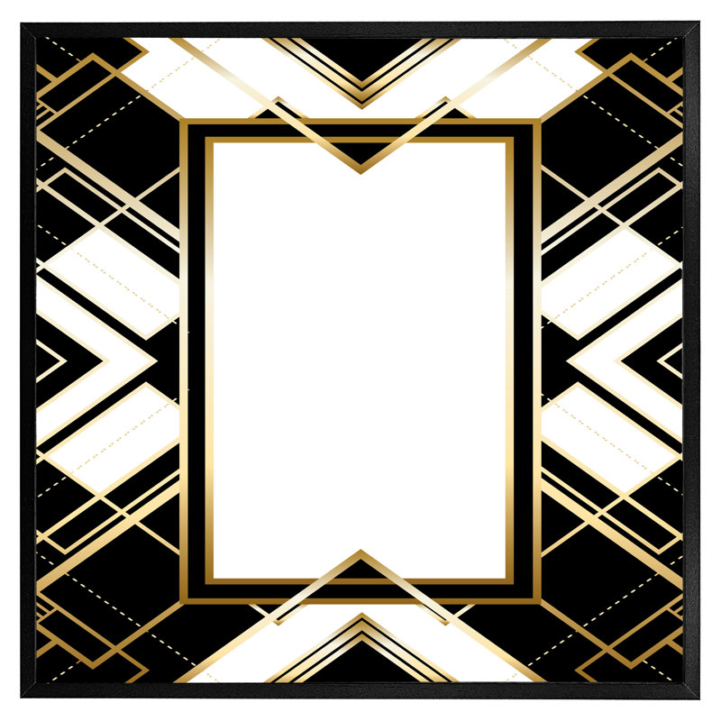 Larae Art Deco Frame - Single Picture Frame Print, 41cm H x 41cm W x 4cm D, Black Framed