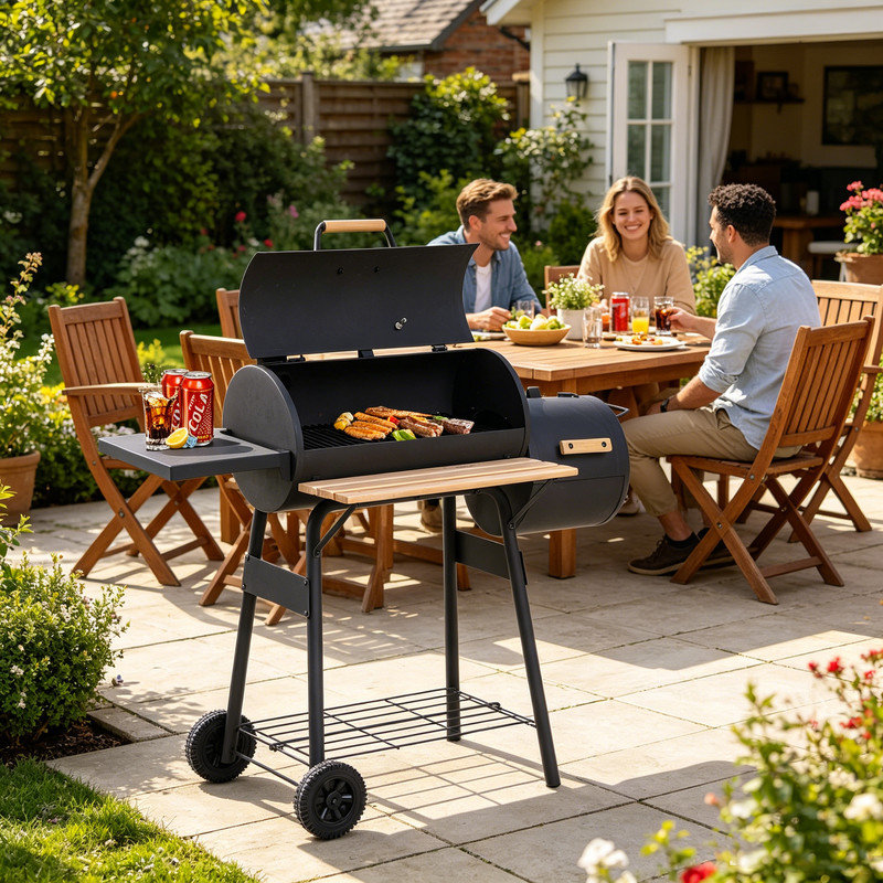 CLIY 124cm W Barrel Charcoal Grill