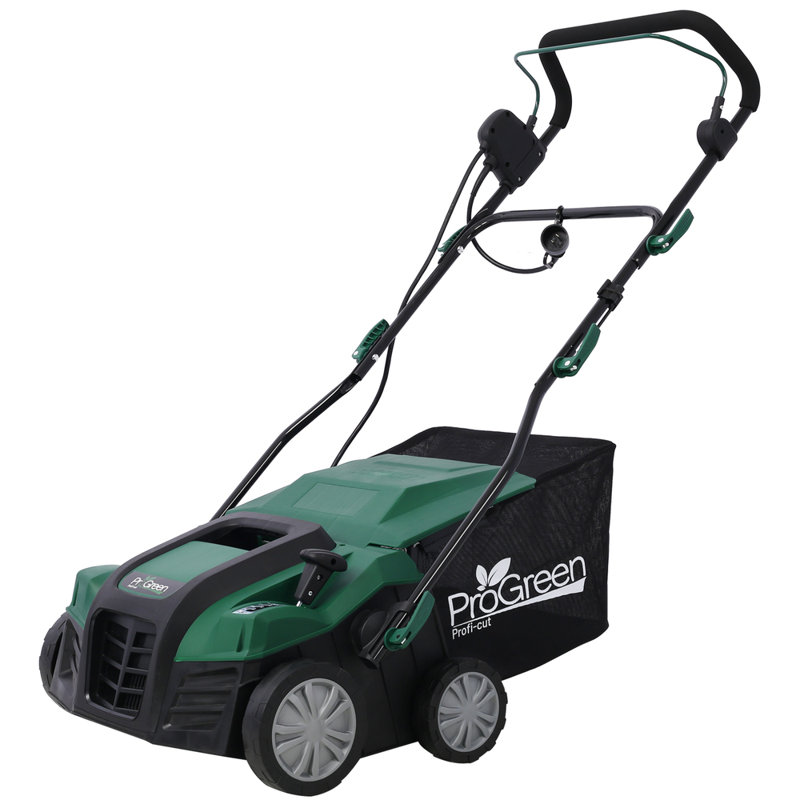 2-en-1 16inch Garden Scarifier & Dethatcher - Outil de pelouse électrique 15 ampères avec sac de collection amovible très grand 58qt, hauteur de poignée à 3 niveaux et réglage de la hauteur de ratissage à 5 niveaux