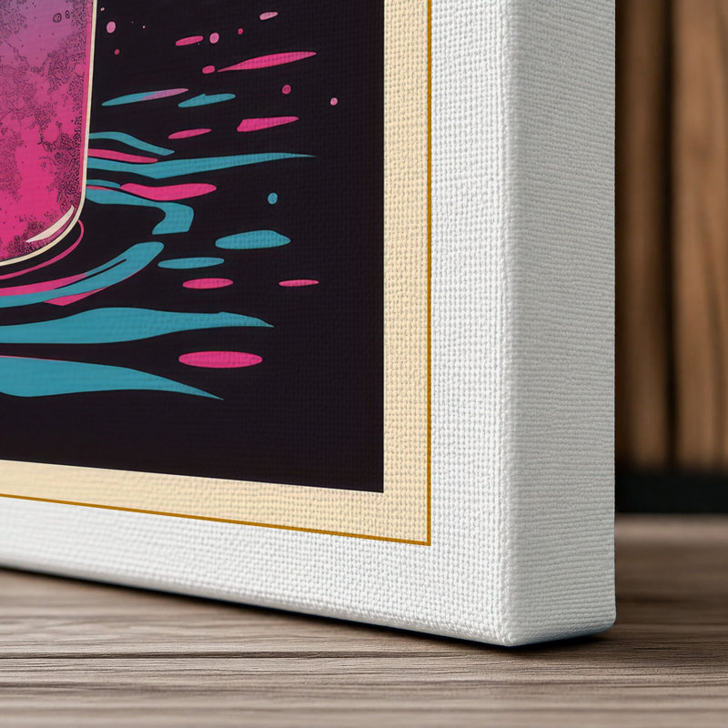 Neon Poolside Retro - Wrapped Canvas, 30x20 - 76.2 x 50.8 cm, White Border