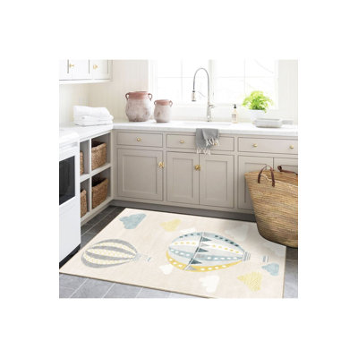 Tapis lavable moderne pastel bleu
