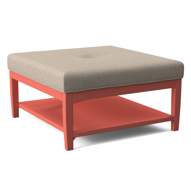 Hammond Square Ottoman, Antique Black Finish, Eggshell Crypton Performance; 0884-93