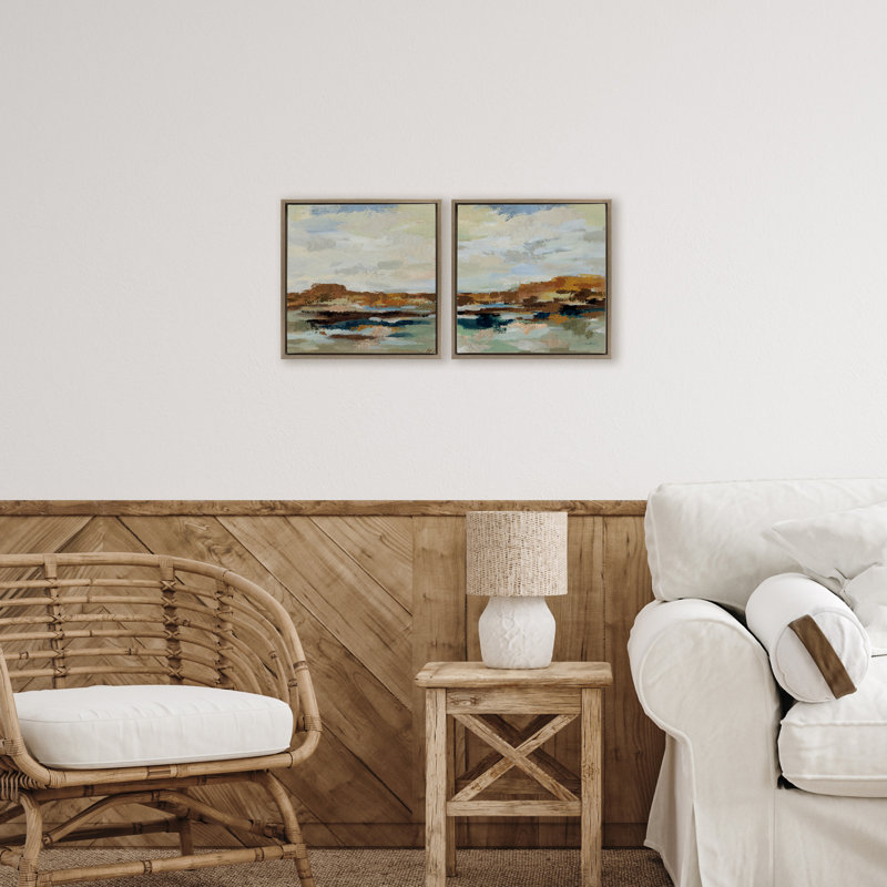 Ensemble de 2 cadres flottants mélangés American West Atmosphere, design par Silvia Vassileva, H 18 po x l 18 po