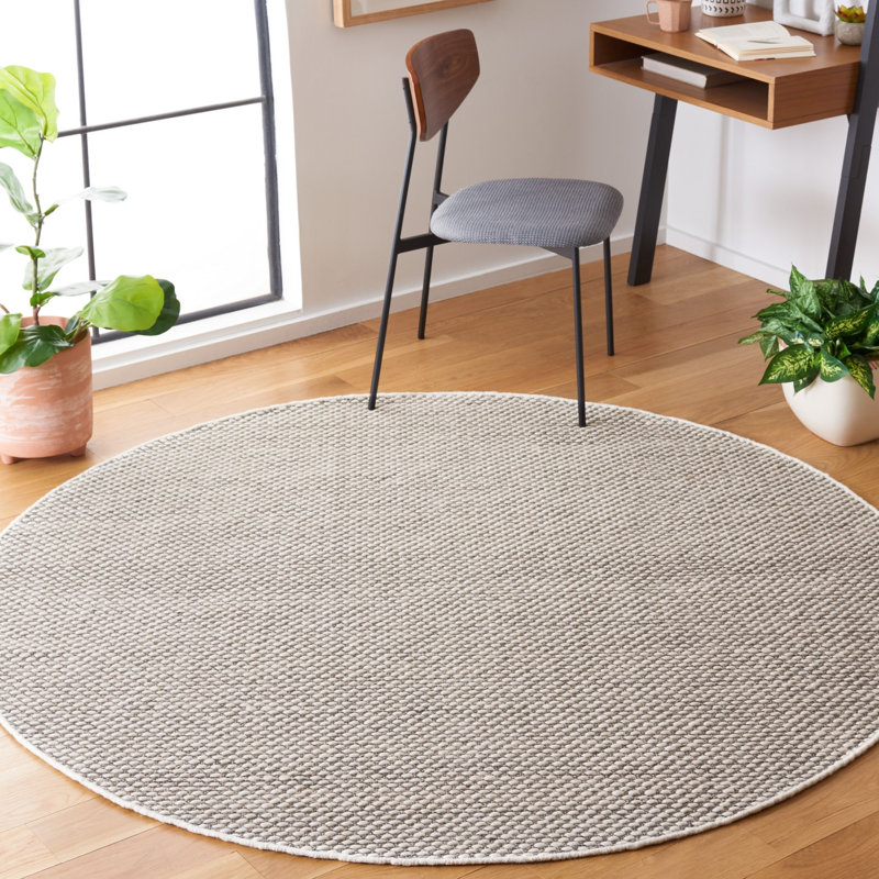 Cacilia Flat Weave Wool/Cotton Rug in Gray, Round 6'