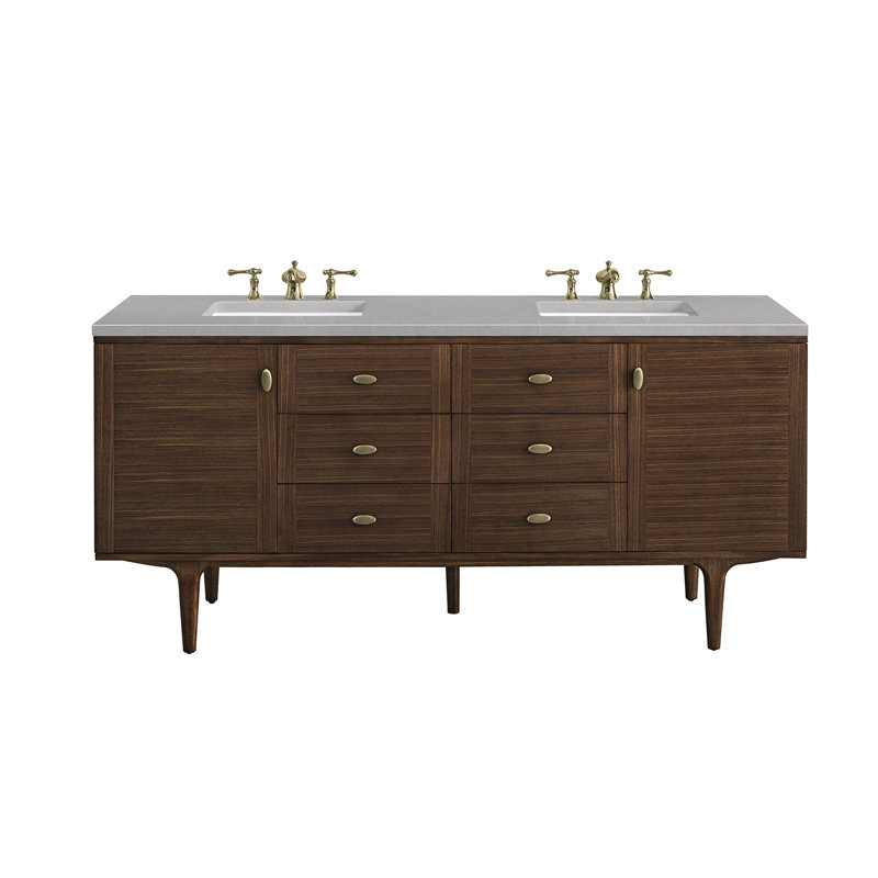 Amberly Double Bathroom Vanity Set, Phantome Eclos, 72", 8" Widespread