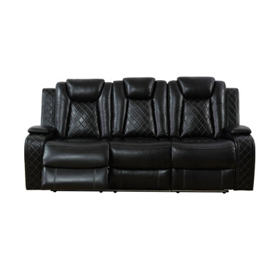 Canapé inclinable électrique en cuir 83,5 po avec table rabattable centrale