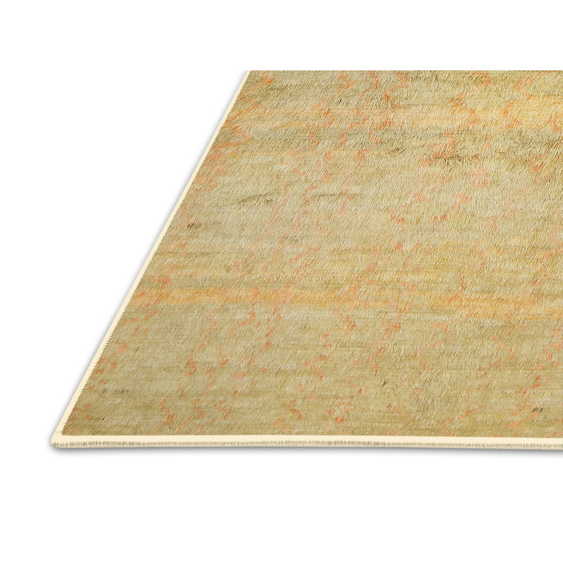 Tapis jaune/gris contemporain, Rectangle 5 pi x 7 pi