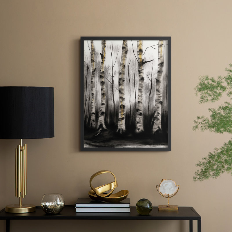 Paysages de la série XV - reproduction encadrée de qualité supérieure - prête à être accrochée - aucun clou requis, Noyer