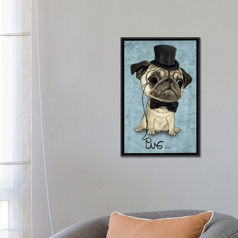 «Gentle Pug», impression sur toile, H 26 po x l 18 po x P 1,5 po, Toile avec cadre noir