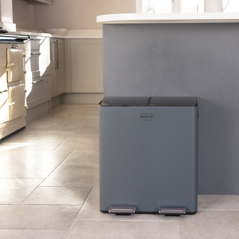 Steel Step On Multi-Compartment Rubbish & Recycling Bin - 40L, 10.56