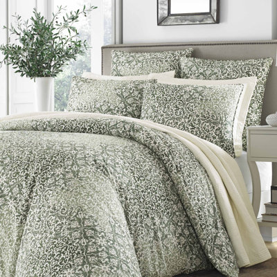 Farmhouse / Country Cotton Damask Duvet Cover
