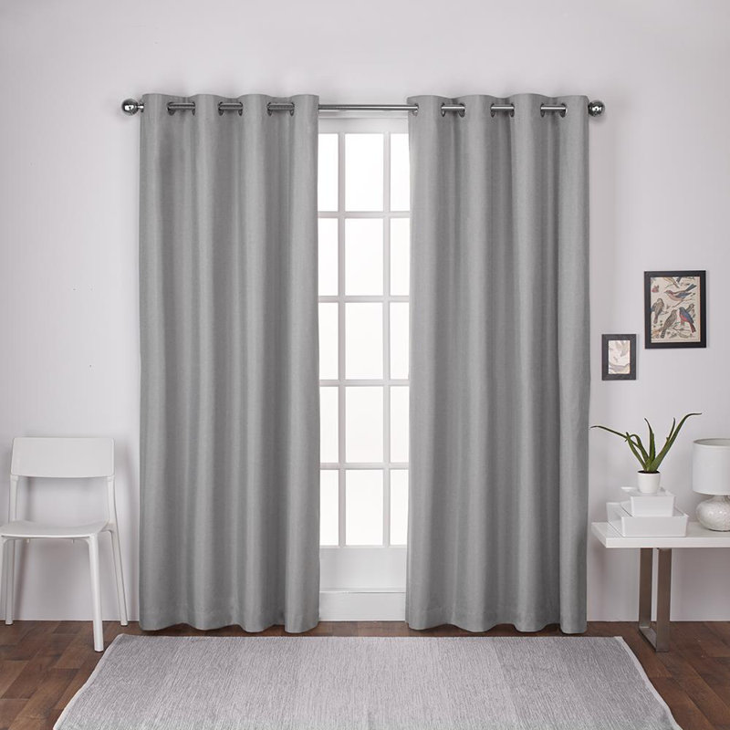Panneaux de rideaux isolants et obscurcissants avec œillets de couleur unie andish, Gris colombe, L 52 po x L 63 po