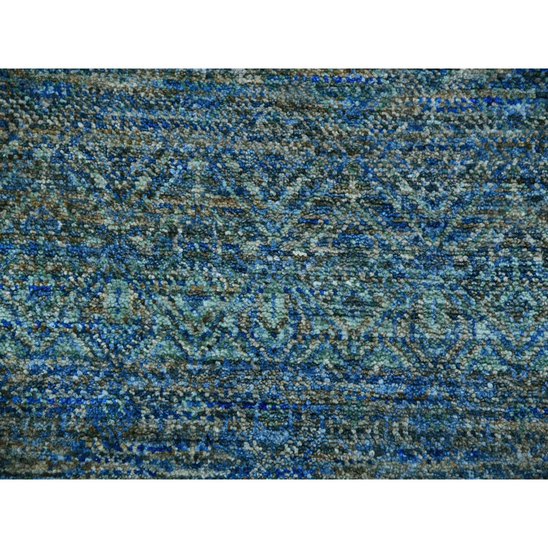 Tapis oriental vert en laine noué à la main 10 pi x 10 pi Koh33
