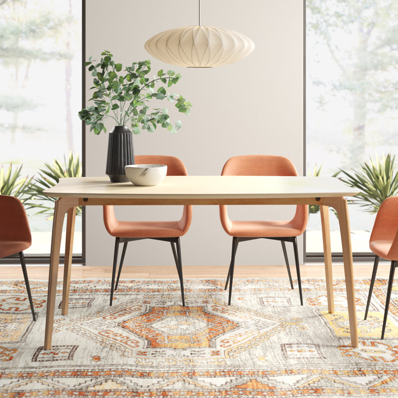 Jennings Solid Wood Base Dining Table, 35.5" W x 59" L, Natural Oak