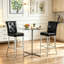 Ensemble de salle à manger 3 pièces à hauteur de bar moderne avec plateau en verre et tabourets de bar capitonnés en cristal pour îlot de cuisine