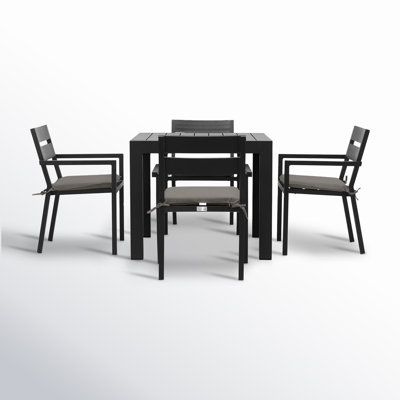 Eartha Square 4 - Person Power Coated Aluminum Dining Set with Cushions by AllModern