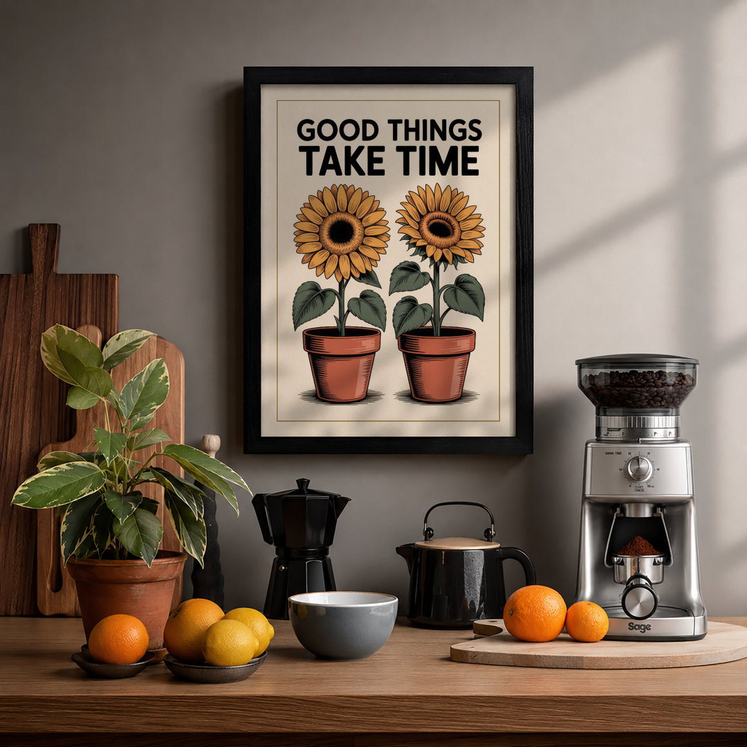 Good Things Take Time Botanical - Framed Print