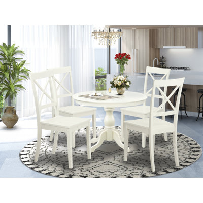 Mabella 4 - Person Rubberwood Solid Wood Dining Set