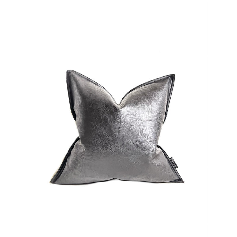 Housse de coussin carré en cuir, Noir