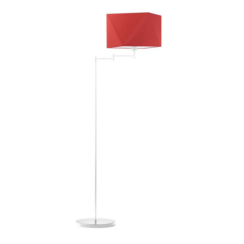 Glasper 163cm Swing Arm Floor Lamp, White, Red