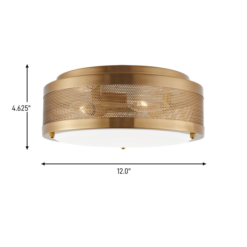 3 - Light Flush Mount, Satin Brass