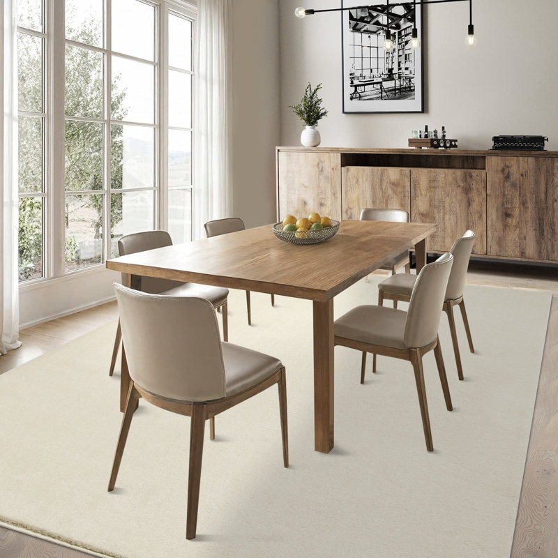 Modern Solid Shag Rug for Living Room Bedroom Washable Rugs Wool Rug for Nursery Dorm, Beige, Rectangle 9' x 12'