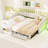 Beige Twin Xl Daybed That Extends To King, Upholstered, Led , Storage Drawers, Space - Saving Trundle Extendable Daybed, Linen Upholstery, Pine Wood And Frame-332318893