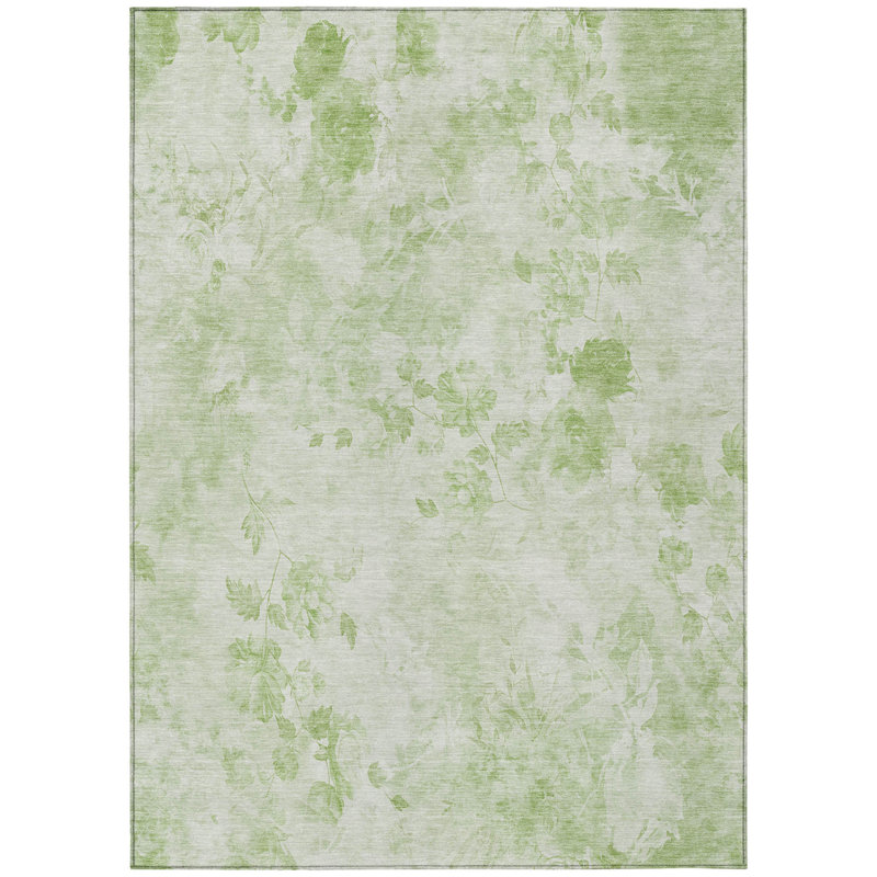 Tapis lavable intérieur / extérieur floral ivoire 10 pi x 14 pi