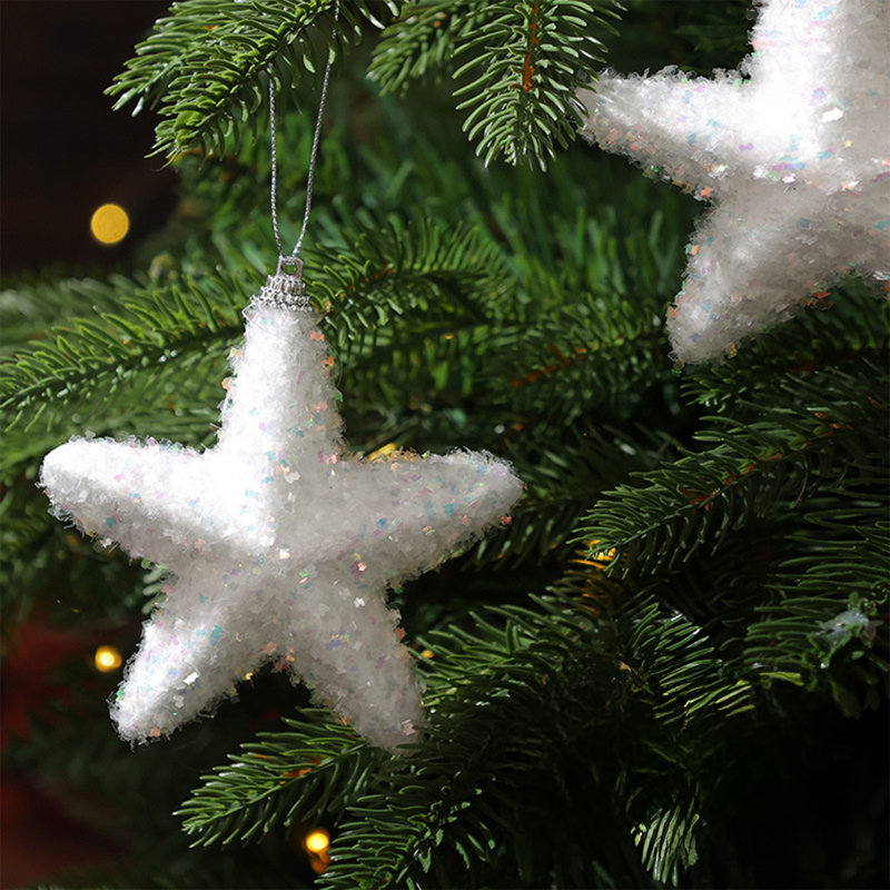 Décorations de Noël, ornements d'arbre de Noël, petits pendentifs, boîtes-cadeaux blanches, étoile à cinq branches, cônes, clochettes, accessoires de suspension