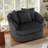 Ultra Plush Faux Rabbit Fur Oversized Swivel Barrel Chair with Three Pillows-1093111238