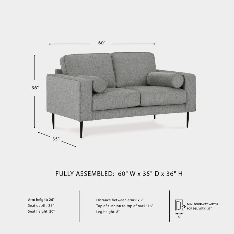 Magoria 59" Upholstered Loveseat, Gray Polyester