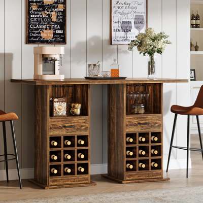 Unité de bar à la maison, armoire de bar carrée avec rangement et support à vin