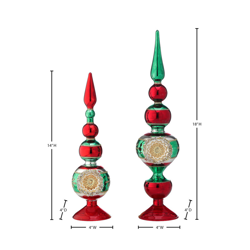 Faiteau de table en verre 14 à 18 po, Red/Green/Gold/Silver