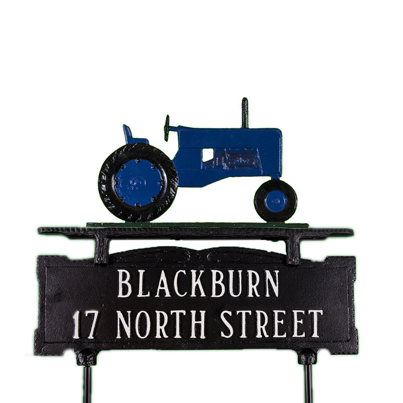 Plaque d'adresse pour tracteur sur 2 lignes, Oui, Bleu