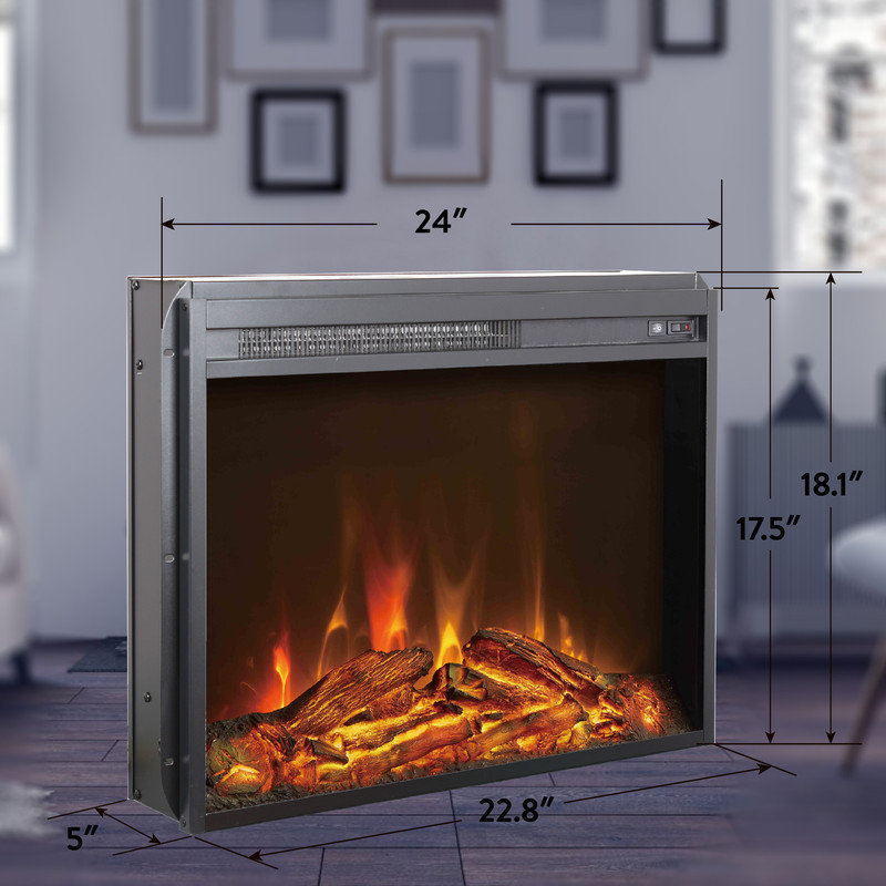 28"  Insert Electric Fireplace with Timing function,Adjustable multicolored flames