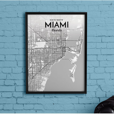 Miami City Map - No Frame Print