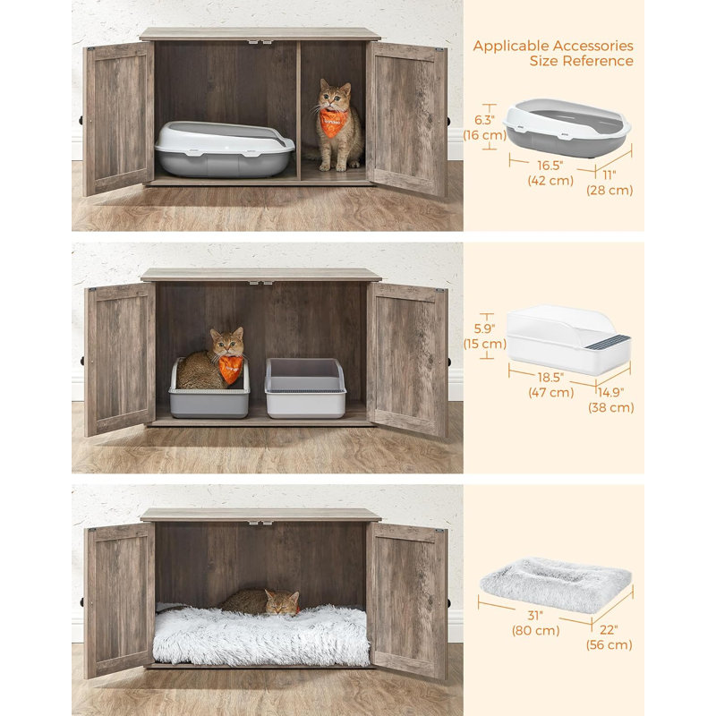 Engineered Wood Litter Box Enclosure, Heather Greige