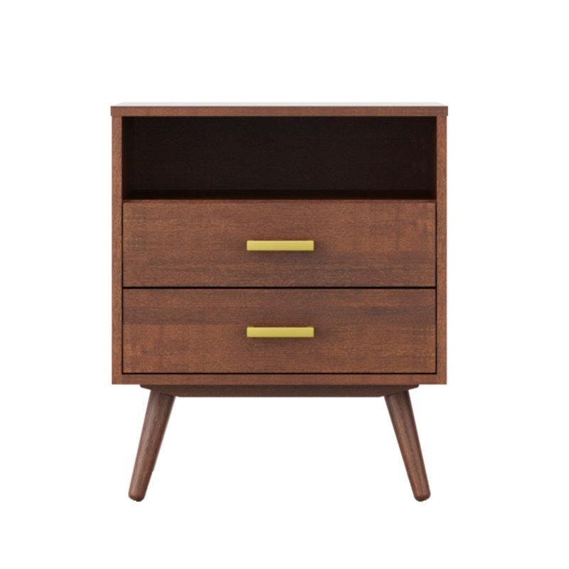 Drawer Nightstand In Dark Walnut, Brown