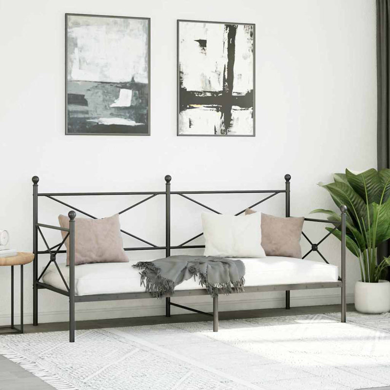 Day Bed Without Mattress Steel, Black, 80.5 x 197cm, None