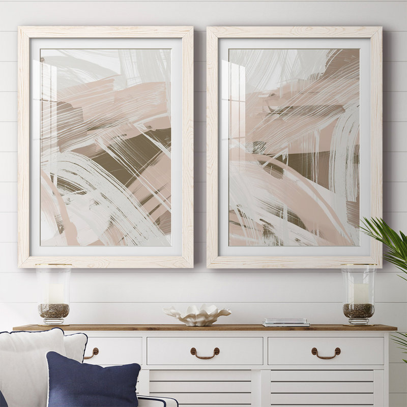 «Earthtone Swipe I», reproduction encadrée de qualité supérieure - prête à être accrochée, H 27,5 po x l 75 po x P 1,5 po